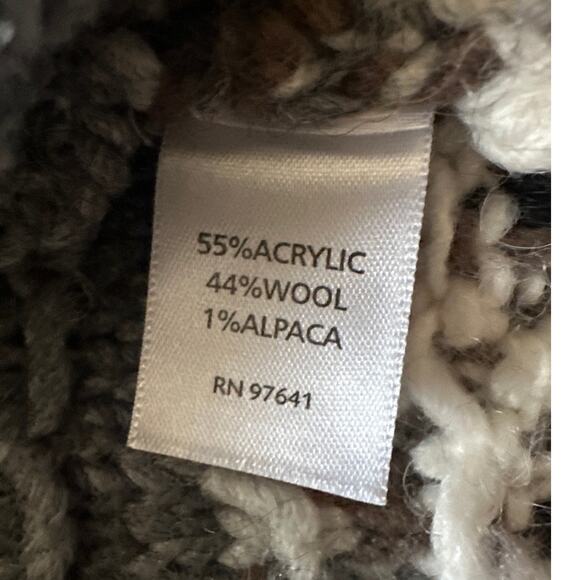 J Jill XS Open Front Knit Cardigan Sweater Gray Brown Striped Shawl Collar - Picture 5 of 5